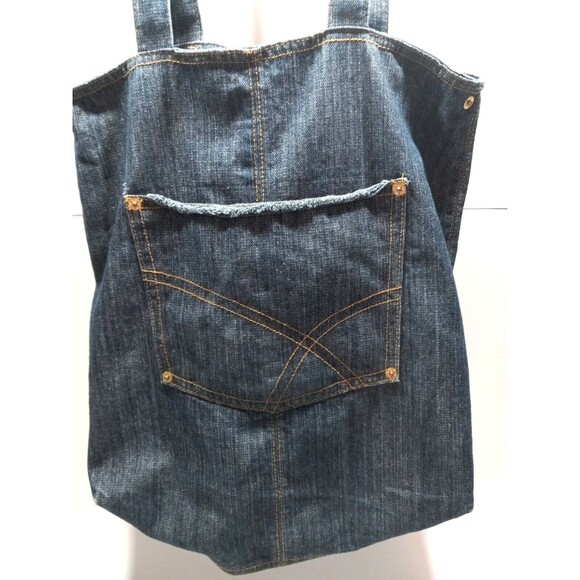 Denim Tote Large Outer Pocket Stitch Rivet Detailing 17" Tall x 15" Wide - Picture 2 of 7